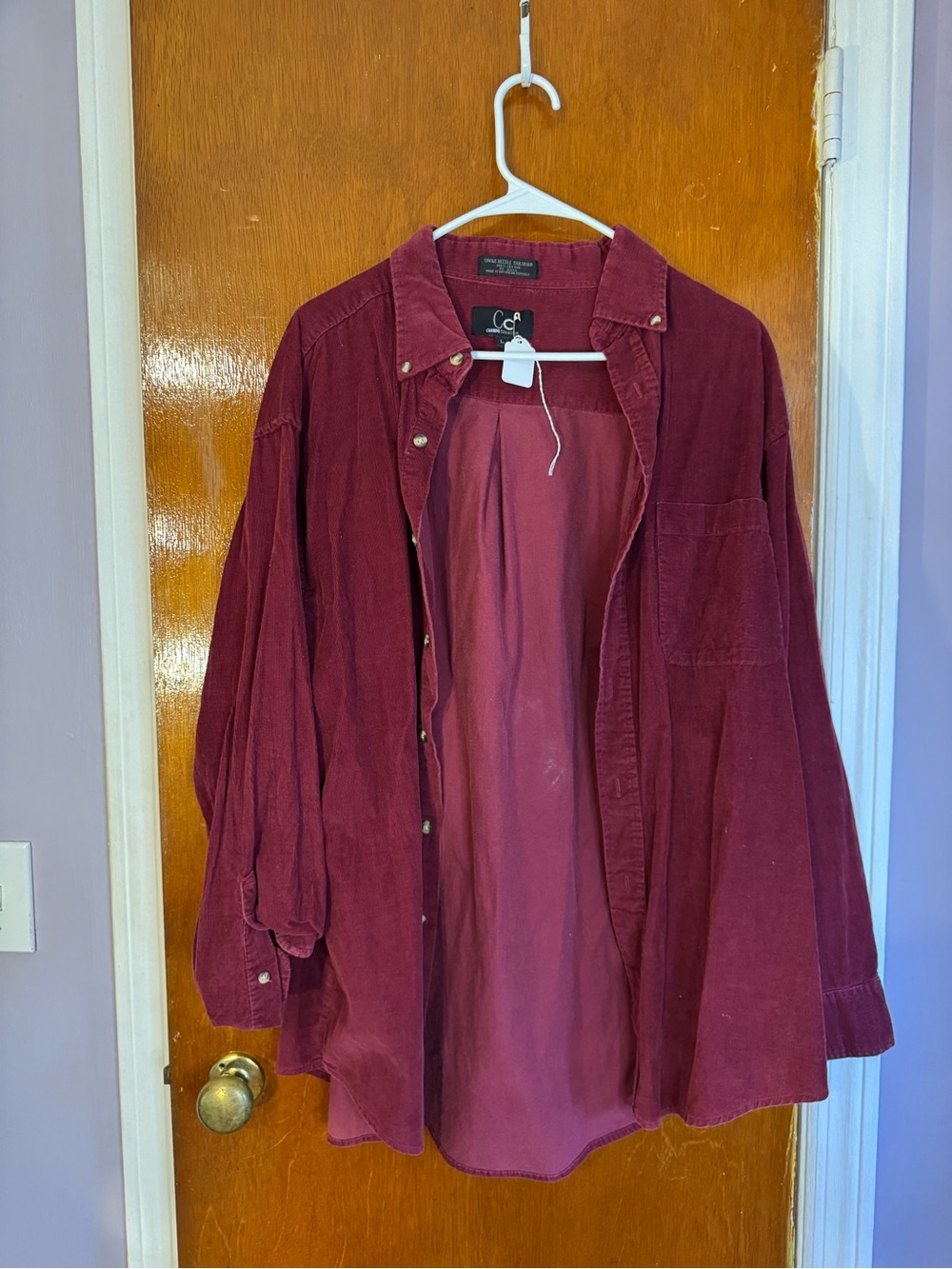 Oversized Corduroy Shirt Jacket in Wine